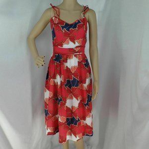 NWT ANN TAYLOR  RED FLORAL FLARE SKIRT PARTY COCKTAIL SUMMER SHIFT DRESS SIZE:4